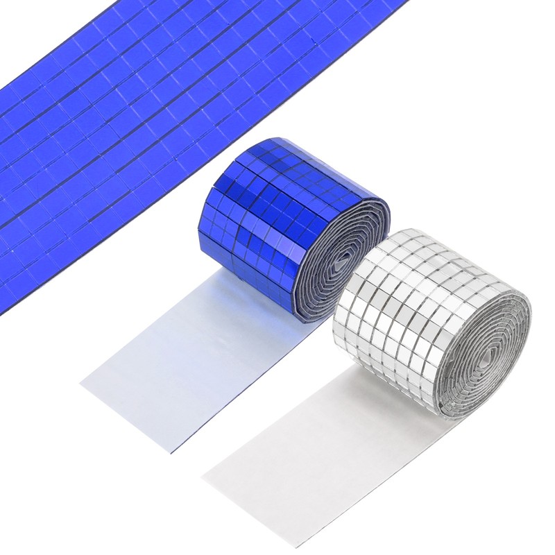 5x5mm Self Adhesive Mirrors Mosaic Tiles, 3840 Pcs Mosaic Sticker, Blue Silver