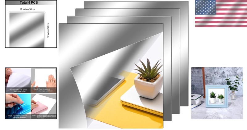 Modern Square Non-Glass Mirror Stickers - 12x12 Inches for Stylish Walls gallery