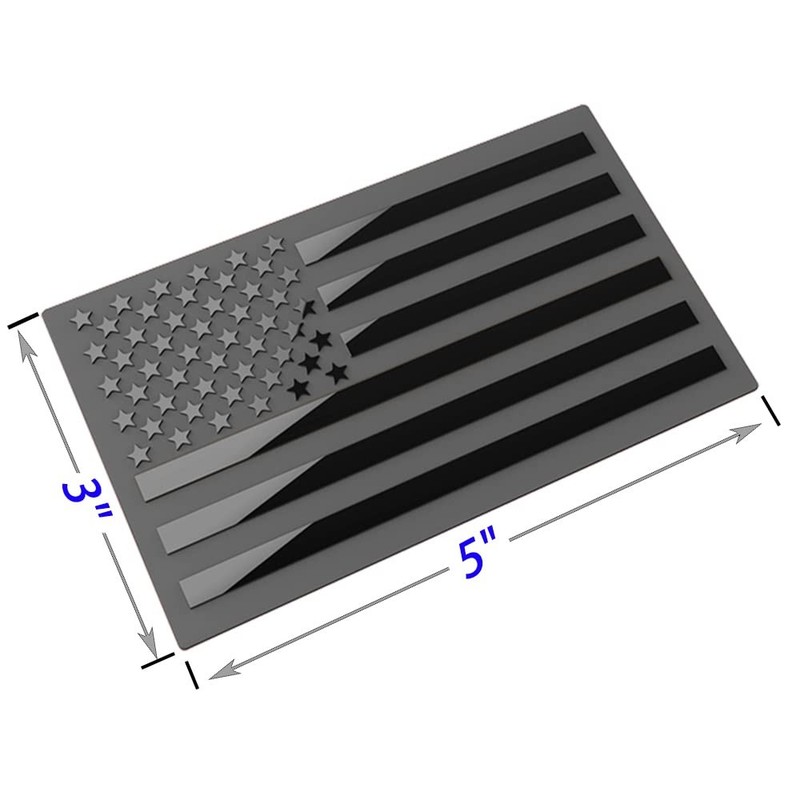 Black 3D Metal American Flag Emblem Decal for Car, Truck, SUV 5"x3" Matte Finish gallery