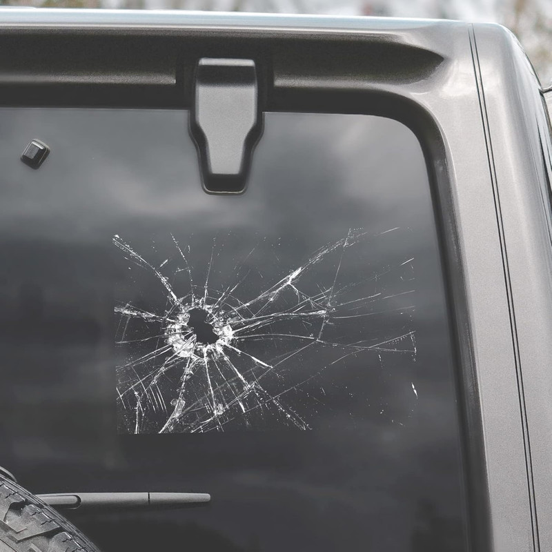 7.5″ Broken Glass Decal – 3 Pack Waterproof Reusable Broken Screen Prank Sticker