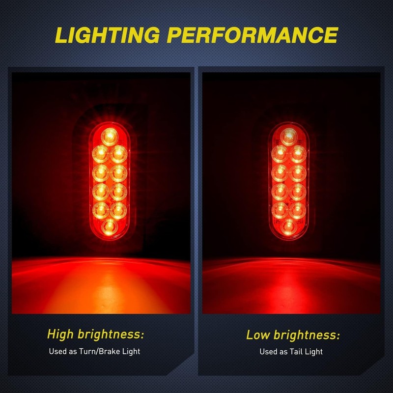 2PCS 6-Inch Waterproof Oval LED Trailer Tail Lights with Mounting Brackets gallery