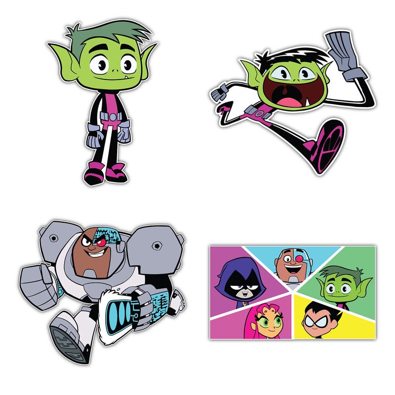Teen Titans Cartoon Set Of 4 Vinyl Sticker Decal – 5” longer side ID:3