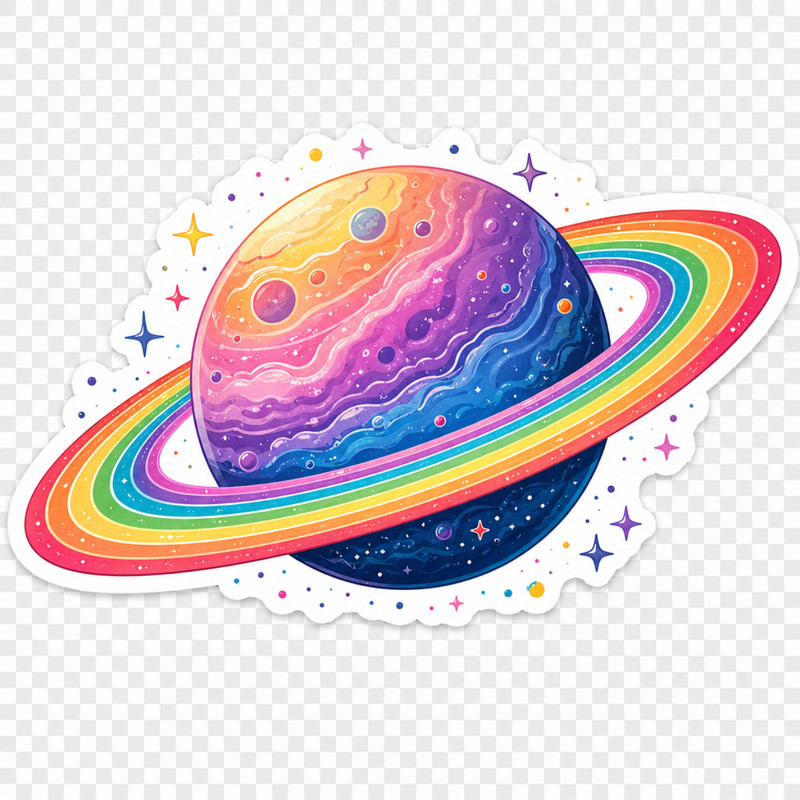 3 inch Rainbow Planet Sticker Colorful Space Galaxy Vinyl Decal Aesthetic gallery