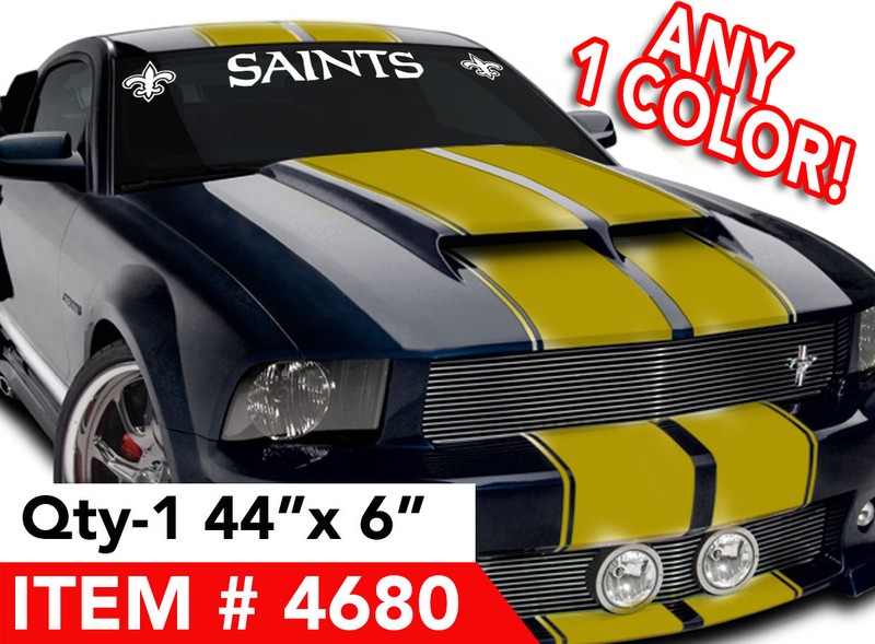 NEW ORLEANS SAINTS w logo WINDSHIELD DECAL STICKER 44″w x6″ Any 1 Color