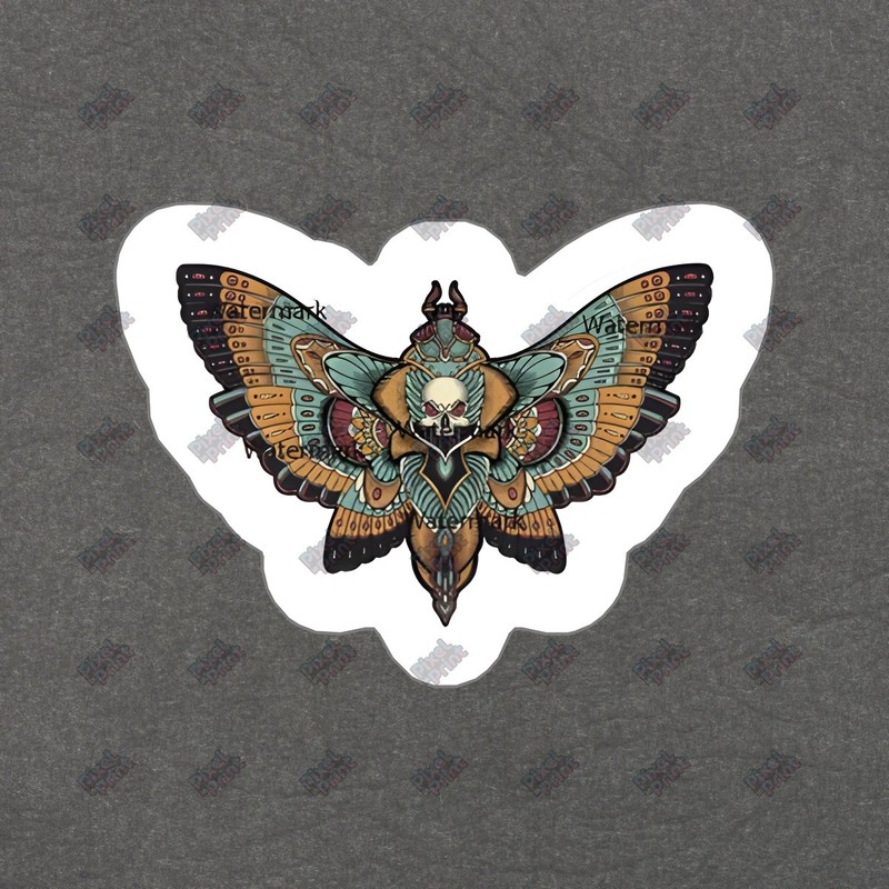 Unique Skull Moth Vinyl Decal Aesthetic Art Sticker for Laptop, Water #585618