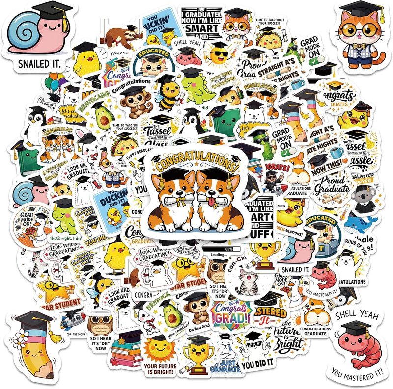 100 Pcs Graduation Stickers Class of 2026 Waterproof Vinyl Decals for DIY Decor gallery