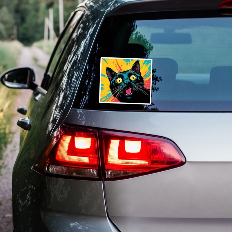 Popart Black Cat - Vinyl Decal Sticker - Car Window Laptop - ebn11860 gallery