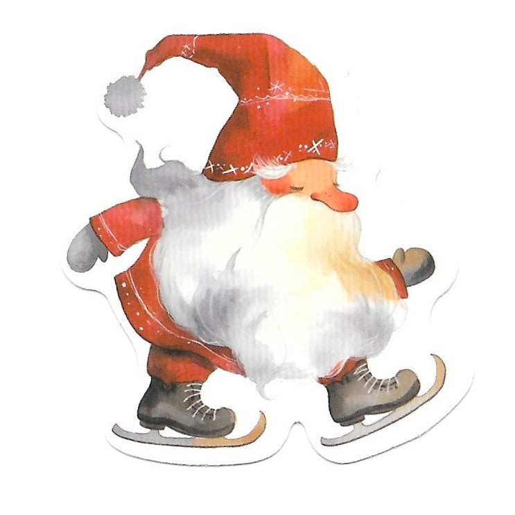 Ice Skating Gnome Sticker Die Cut Vinyl Decal Journal Scrapbooking Winter Santa