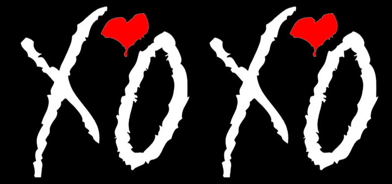 XO Love Two 5″ Vinyl Decals Black or White with Red Hearts Car Truck Window