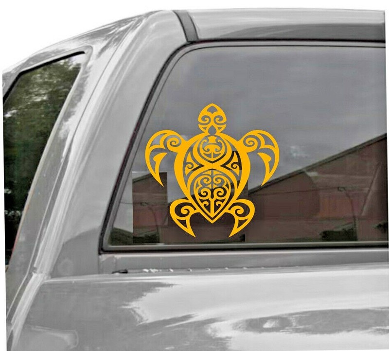 Tribal Hawaiian Turtle Vinyl Window Decal/Sticker 8″ x 8″