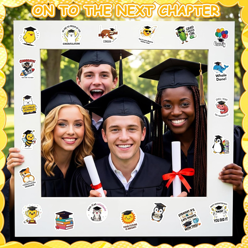 100 Pcs Graduation Stickers Class of 2026 Waterproof Vinyl Decals for DIY Decor gallery