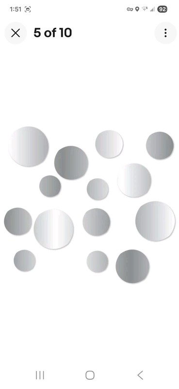 Blue Moon Studio 14pc Peel &Stick Self-Adhesive Silver Circle Wall Mirror Decals gallery