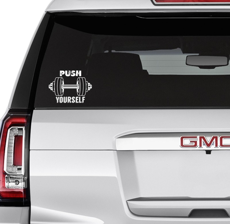 Fitness Quote 4.8x3.6" Push yoursel Vinyl Decal Sticker Car Truck Wall Door gallery