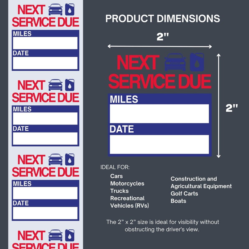 300 Pcs Oil Change Stickers – 2” x 2” Removable Vinyl Labels for Windshield, gallery