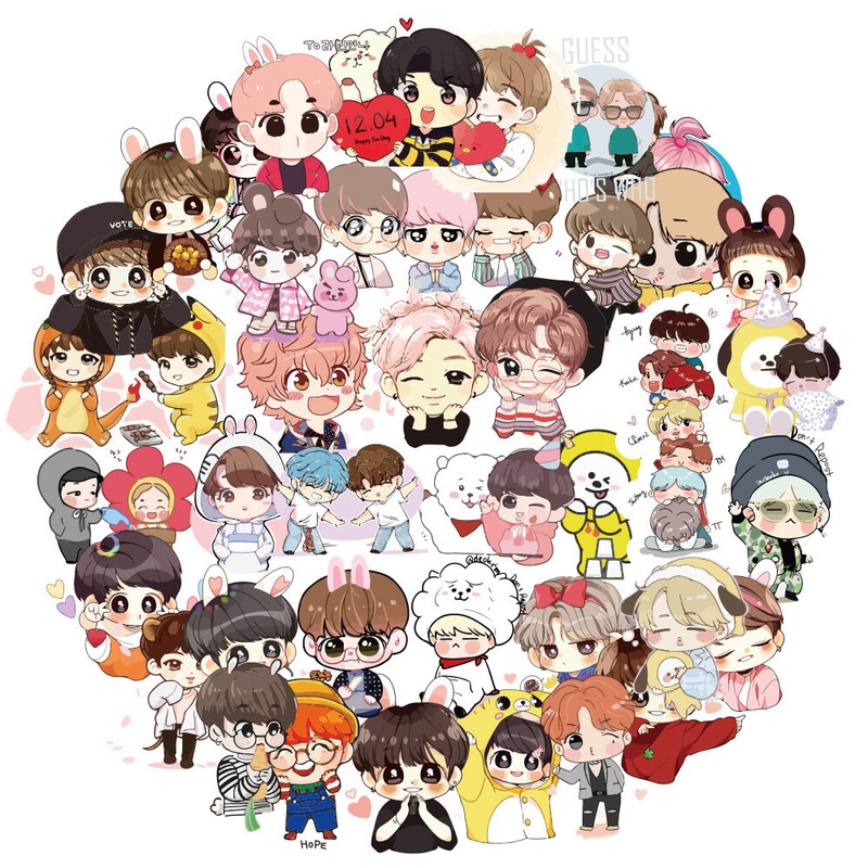 Cute Korean K-POP BTS BT21 Stickers Random 10 PCS – No Duplicates
