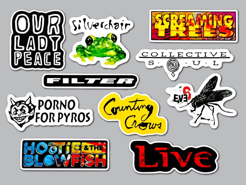 90’s Alternative Vinyl Sticker Lot (10 Stickers) SET 7 silverchair eve 6 band