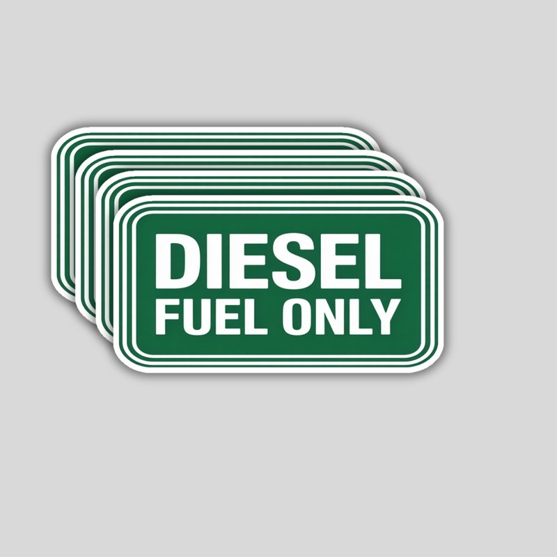 Diesel Fuel Only Stickers: Weatherproof Vinyl Decals – 4 Pack