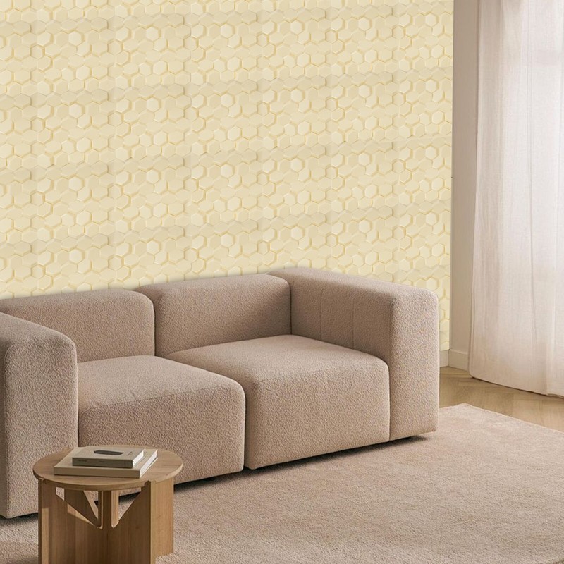3D Honeycomb Wall Panel 54 × 54 cm ABS Beige Model 3D-B011