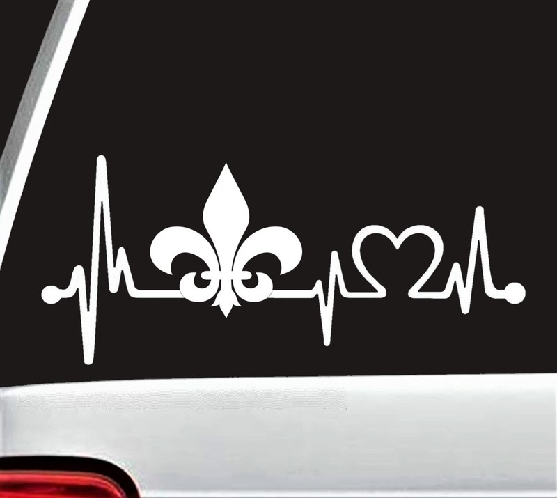 Le Fleur De Lis Heartbeat Decal Sticker for Car | Lefleur De Lis ekg ecg | K1027
