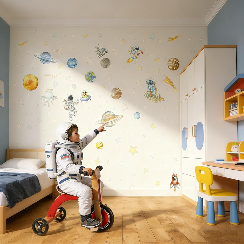 Glow in the Dark Stars and Planets Wall Decals 155 PCS for Ceiling Decor gallery