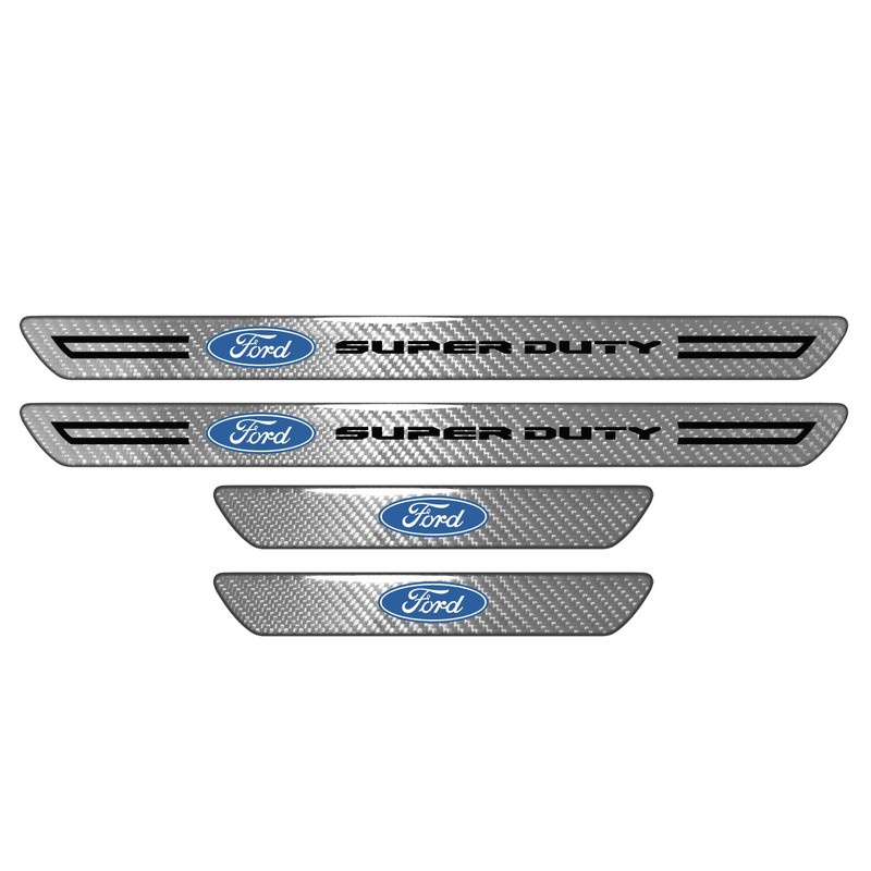 Ford Super-Duty Silver Carbon Fiber Universal Door Sill Protector Kick Plates gallery