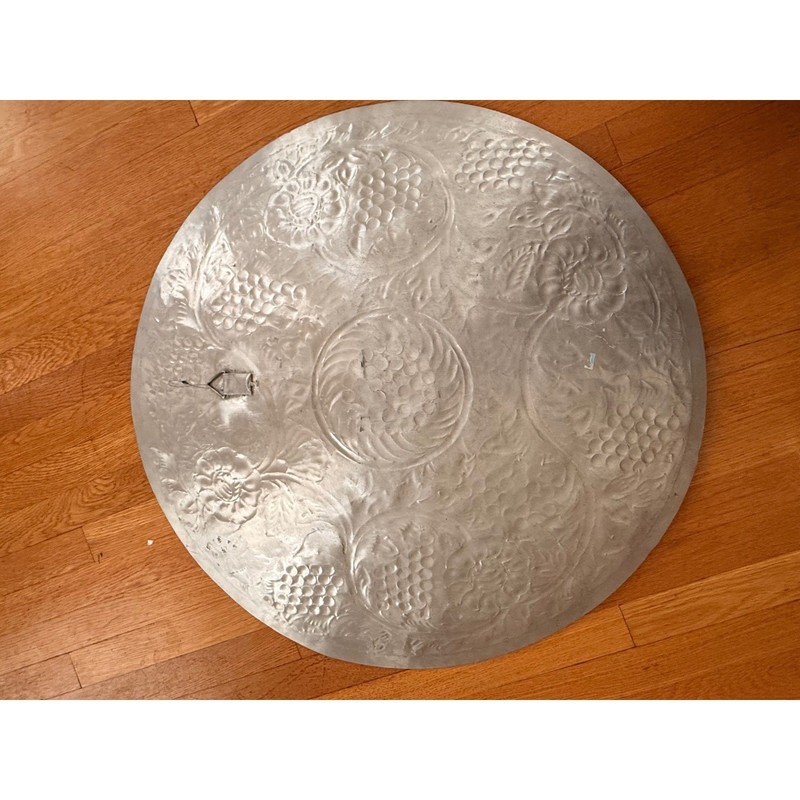 Large Vintage Hammered Aluminum Wall Platter Grape Design 30" Italy Style gallery