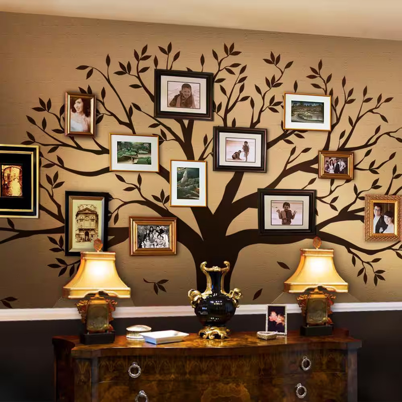 Family Tree Wall Decal Tree Wall Decal for Picture Frames in Chestnut Brown Stan gallery