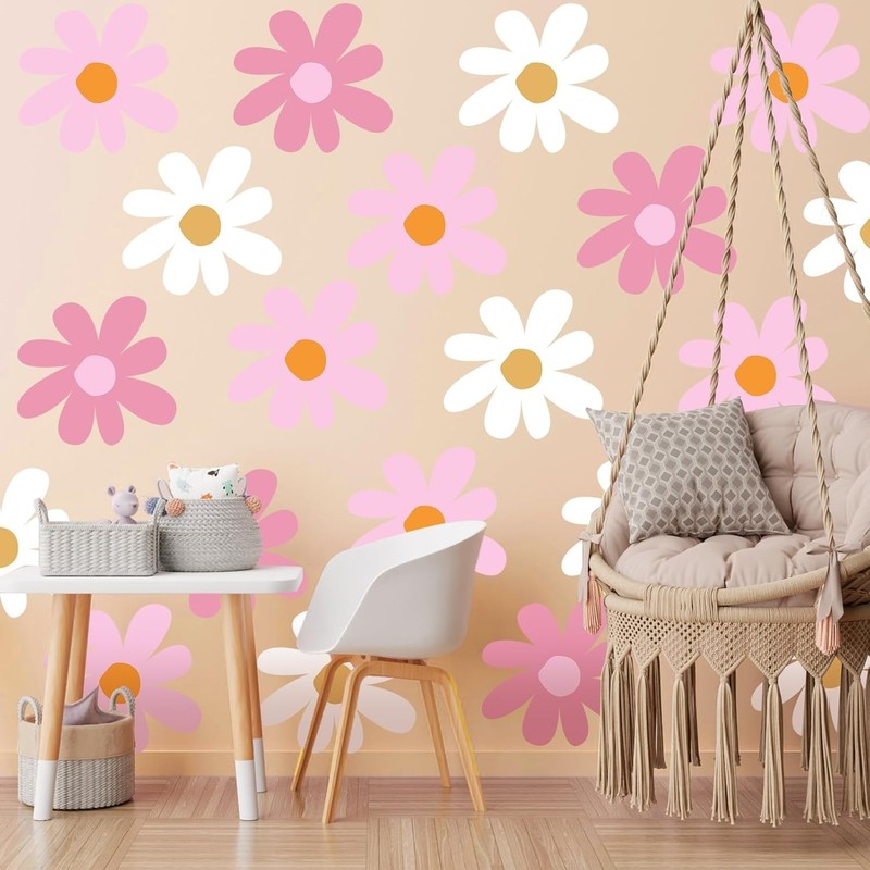 Delicate Daisy Peel and Stick Wall Decals - 12 Sheets for Kid-Friendly Spaces gallery