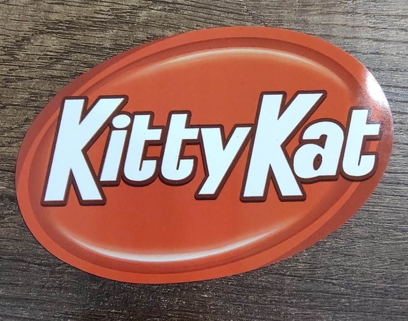 Kitty Kat Oval Vinyl Water Resistant Sticker Kit Kat Candy Bar Pun