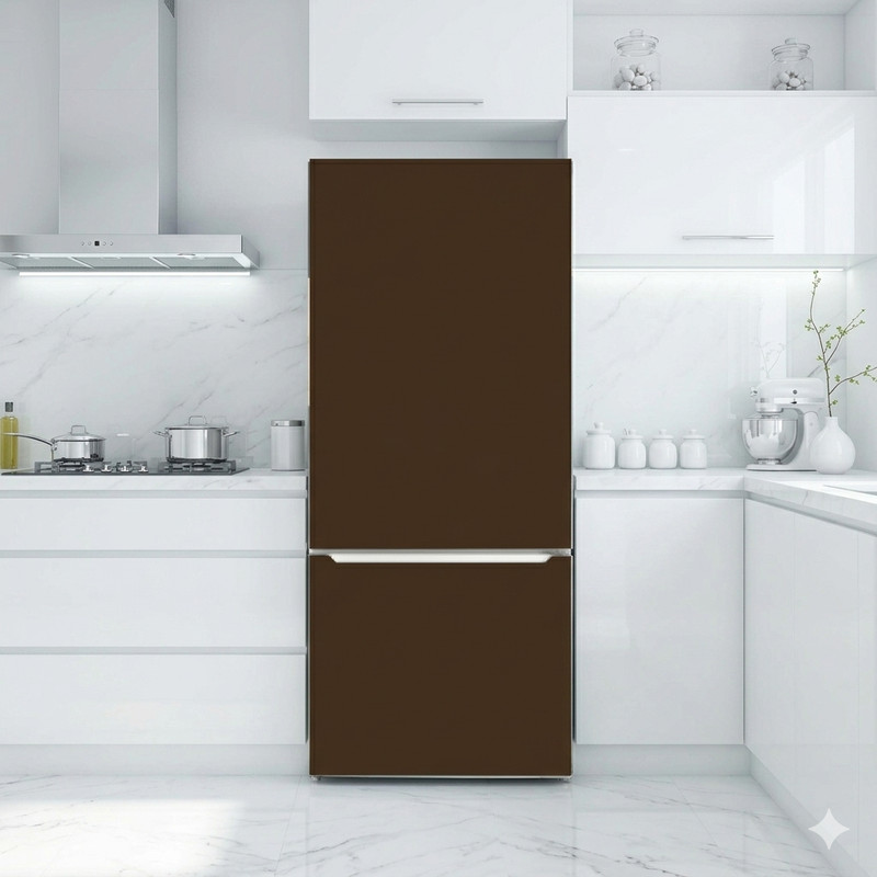 Brown Solid Color Modern Fridge Wrap Solid Color Refrigerator Skin