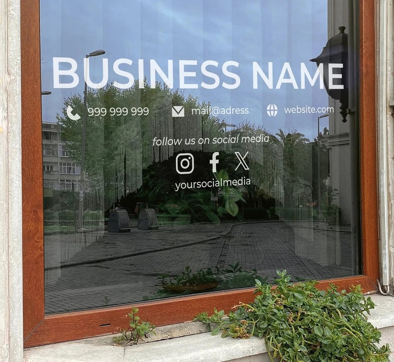 VΛ Custom Business Hours Vinyl Window Decal Logo Sticker Storefront Peel & Stick gallery