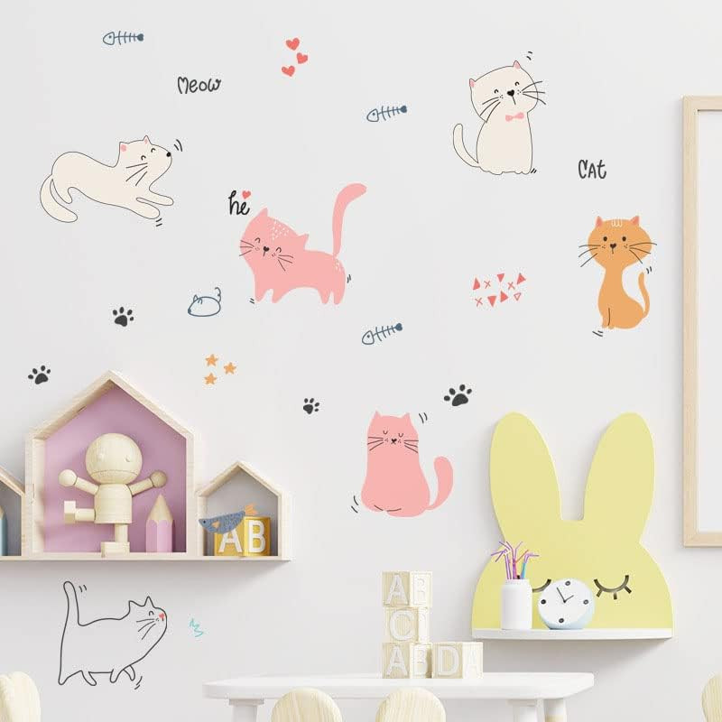 Cat Wall Stickers – Cute Kitty Decals for Bedroom, Classroom & Window