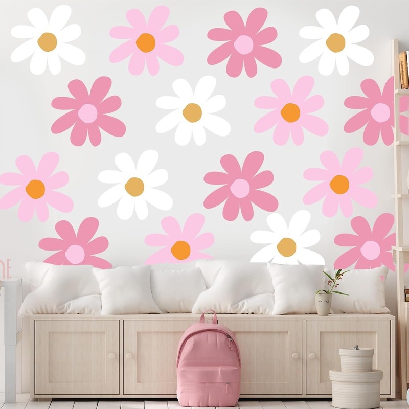 Delicate Daisy Peel and Stick Wall Decals - 12 Sheets for Kid-Friendly Spaces gallery