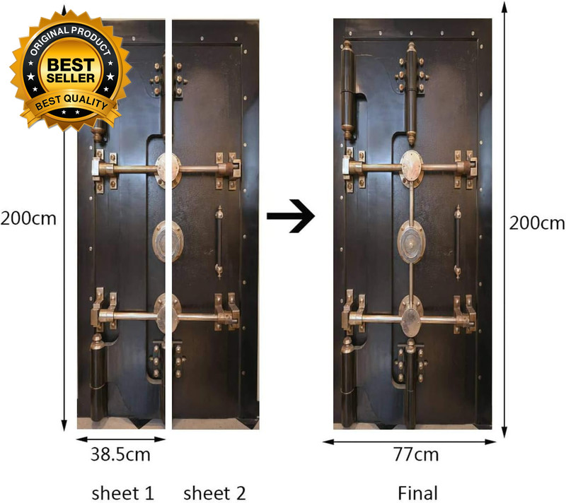 3D Metal Door Sticker Antique Bank Vault Door Removable & Self-Adhesive gallery