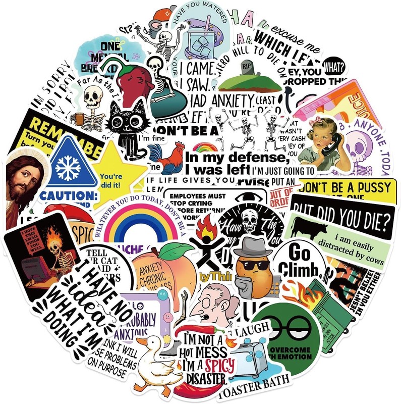 50PCS Funny Adult Meme Stickers Waterproof Vinyl Decals Laptop Bottle Pack