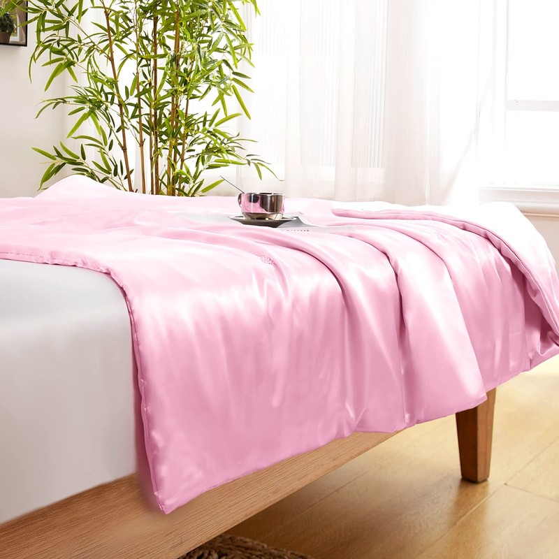 Vonty Satin Throw Blanket Blush Pink Satin Blankets 60x80 Inches, Cooling & S... gallery