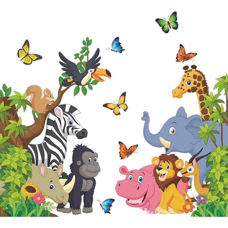 Vinyl Decal Wall Sticker Jungle Animals Living Room PVC Playroom Removable Room gallery