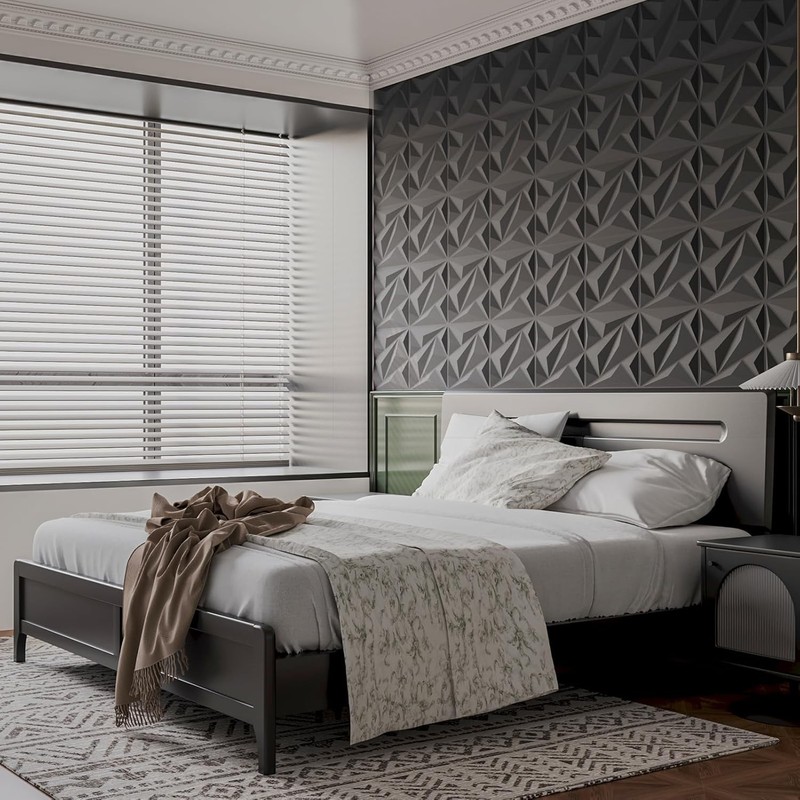 33 Pack 3D Diamond Textured Wall Panels - Elegant PVC Décor, Covers 32 Sq.Ft. gallery