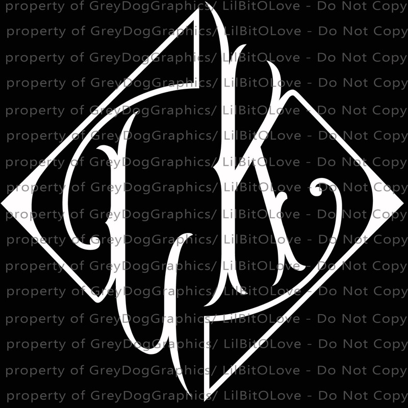 Diamond Monogram Vinyl Decal Your Initials 2 Letters Personalized Sticker