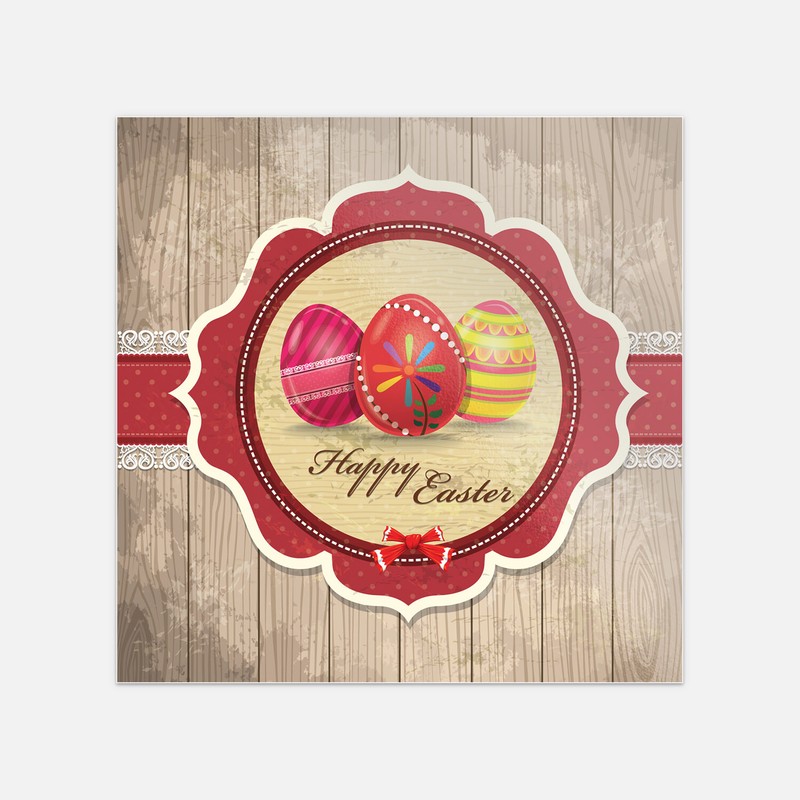 Happy Easter Card Wooden Vinyl Sticker Decal