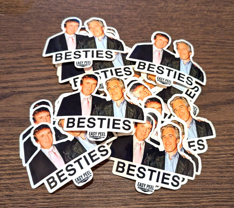 "BESTIES" Sticker Pack Donald Trump w/ Jeffrey Epstein Files Anti-Trump Stickers gallery