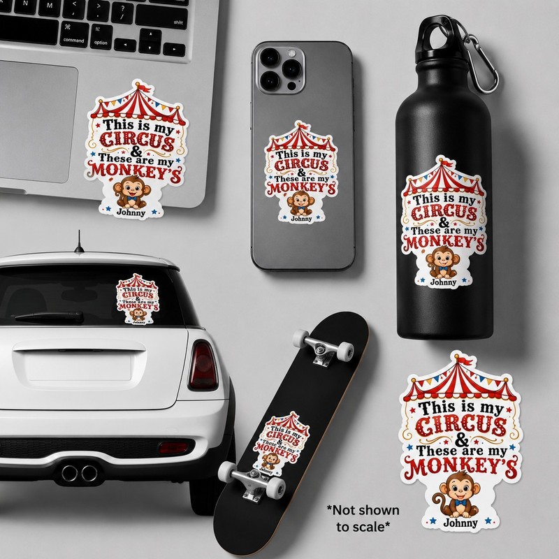 Custom "This Is My Circus These Are My Monkeys" Vinyl Bumper Sticker Decal Gift gallery