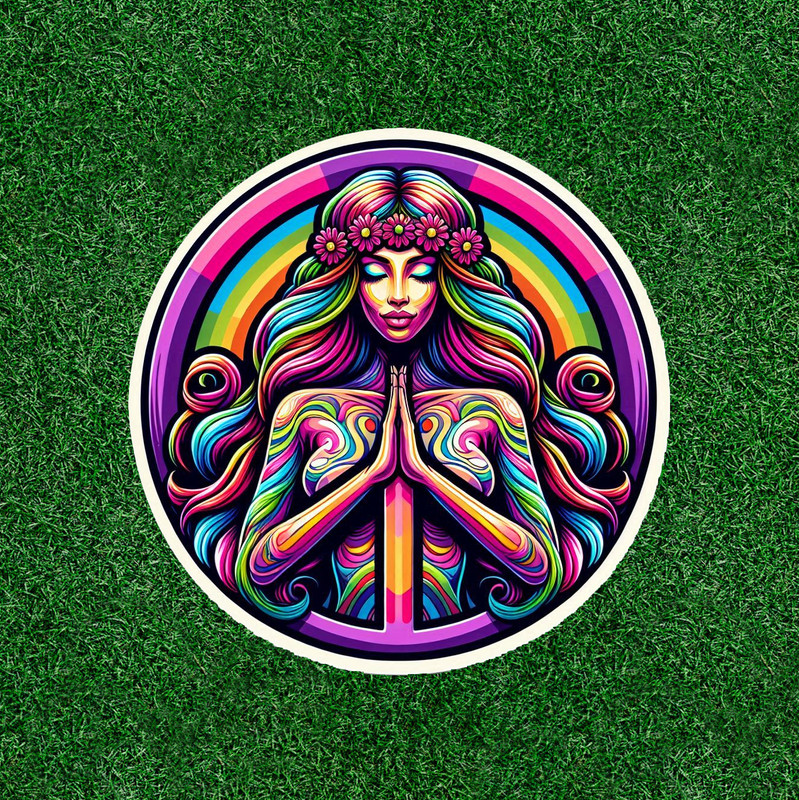 Hippie Girl peace symbol 100% waterproof vinyl sticker decal – many sizes