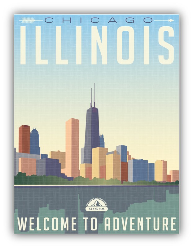 Illinois USA State Adventure Vinyl Sticker Decal