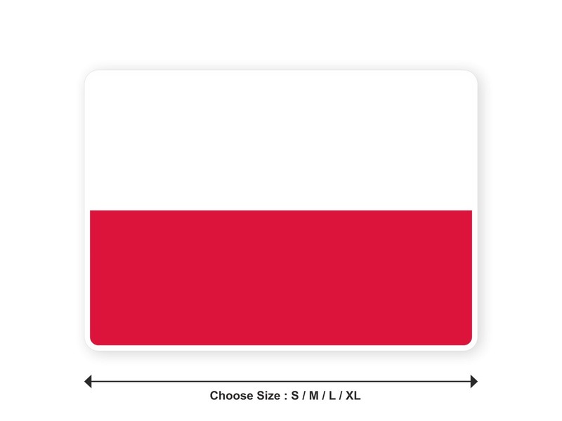 Sticker flag POLAND Polish 3,9′′(S) -11′′(XL) decal white border