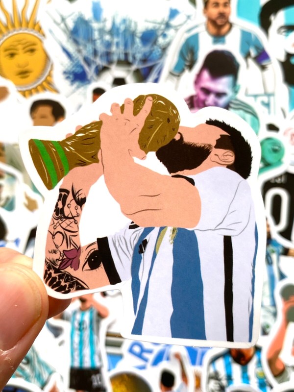 5-50 pcs Messi Inspired Stickers, Argentina World Cup Trophy Laptop Car Decals gallery