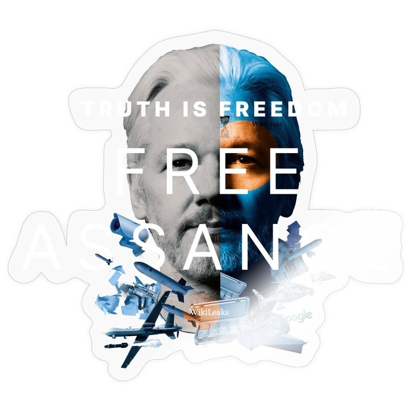 Truth Is Freedom Free Assange WikiLeaks Sticker, max. 4 x 4″, 4 x 4″,