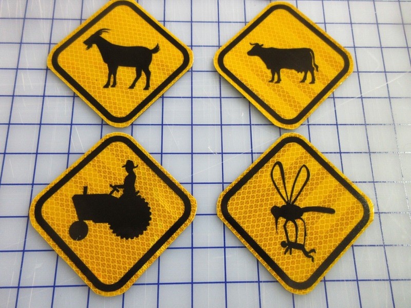 New Reflective DOT Road Sign Magnet Goat – Cow – Tractor – Mosquito Carrying Man