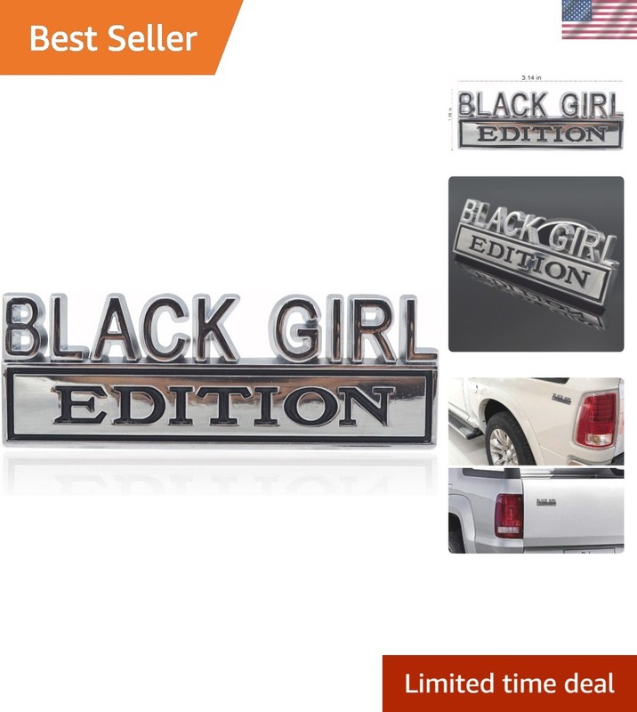 Universal Black Girl Emblem Sticker for Car – Stylish Silver & Black Design