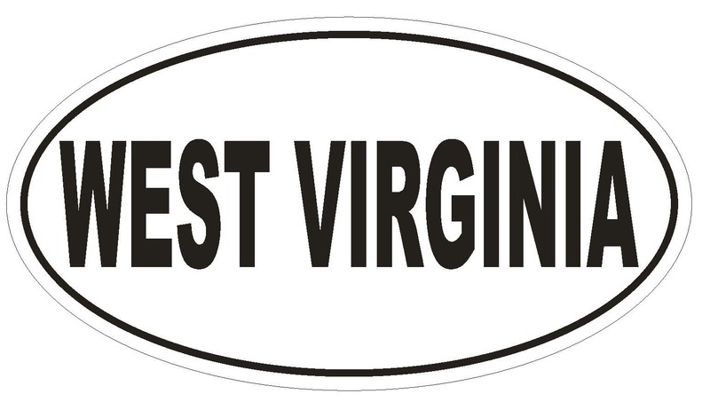 West Virginia Oval Bumper Sticker or Helmet Sticker D2349 State Euro Oval